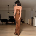 spring new arrivals: european and american style long dress - backless, tie-up, bandeau, and spaghetti strap sexy dress for women - export quality