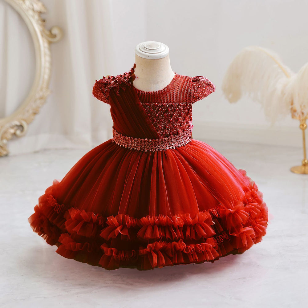 Fashionin stocknew arrival baby girl tutu gauze cake princess dress first birthday evening dress dressgirl dress