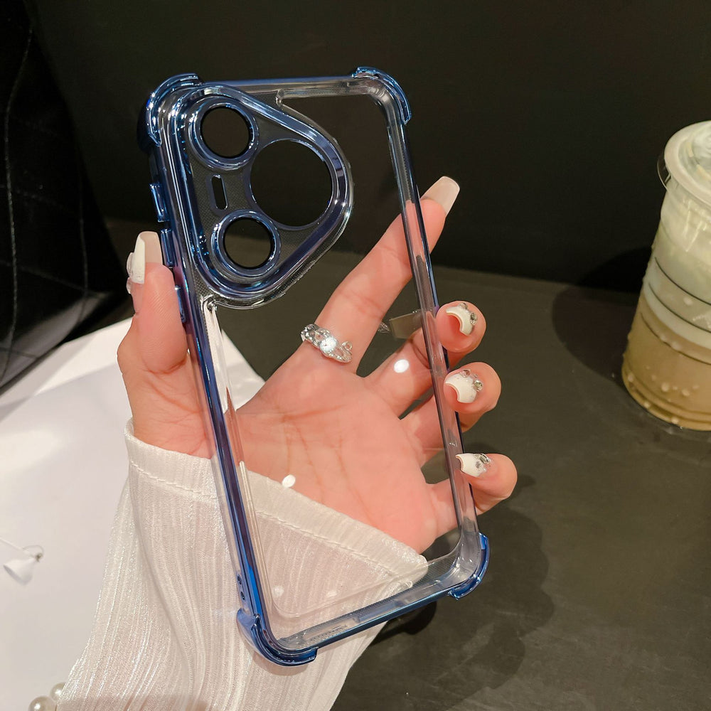 Suitable for huawei p80 electroplated transparent mobile phone case with four-corner airbag anti-fall magic8 protective cover nova13pro new