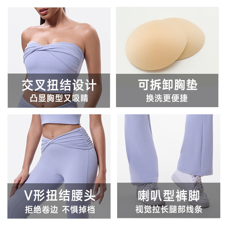 New arrivalexportfashiontube top yoga clothestops women's back with breast pad sports intimatesfashion fitness clothes suit