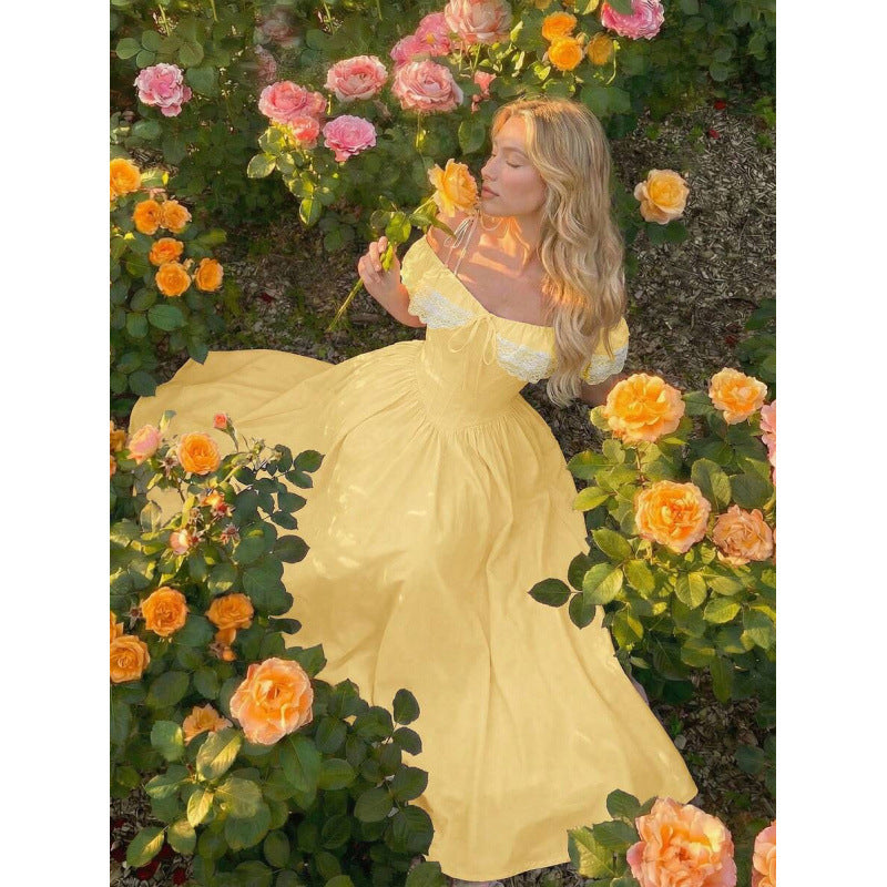 fashion  summer new pure desire one shoulder lace patchwork romantic sweet dress for women