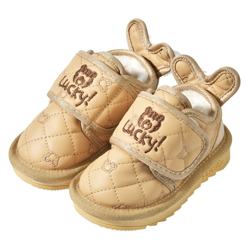 Kids' snow boots:  winter anti-slip fleece-lined girls' cotton shoes, boys' snow cotton waterproof warm boots for babies
