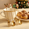 304 stainless steel luxury style creative christmas tableware coffee spoon afternoon tea dessert spoon fruit fork wholesale