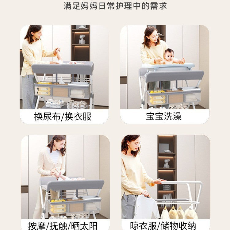 Changing table - foldable multifunctional baby care station for diaper changing, newborn bathing, massage, and touching