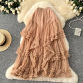 Ethereal midi skirt -  early spring new arrival: soft & elegant, slimming, heart-shaped mesh, asymmetrical flared skirt