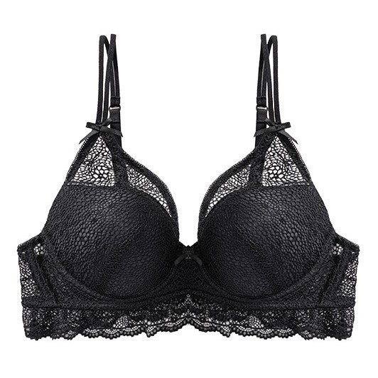 Fashion cross-border  french bra sexylace thin small breast push-up push-up breathable plaid women's bra