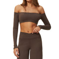 Amazon nude sports tops women's short one shoulder strap breast pad breathable high elastic quick dry yoga long sleeves 2588