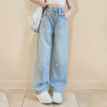 Girls' summer lightweight pants  new style: wide-leg pants for older girls, slim-fit straight-leg tencel jeans for middle school students