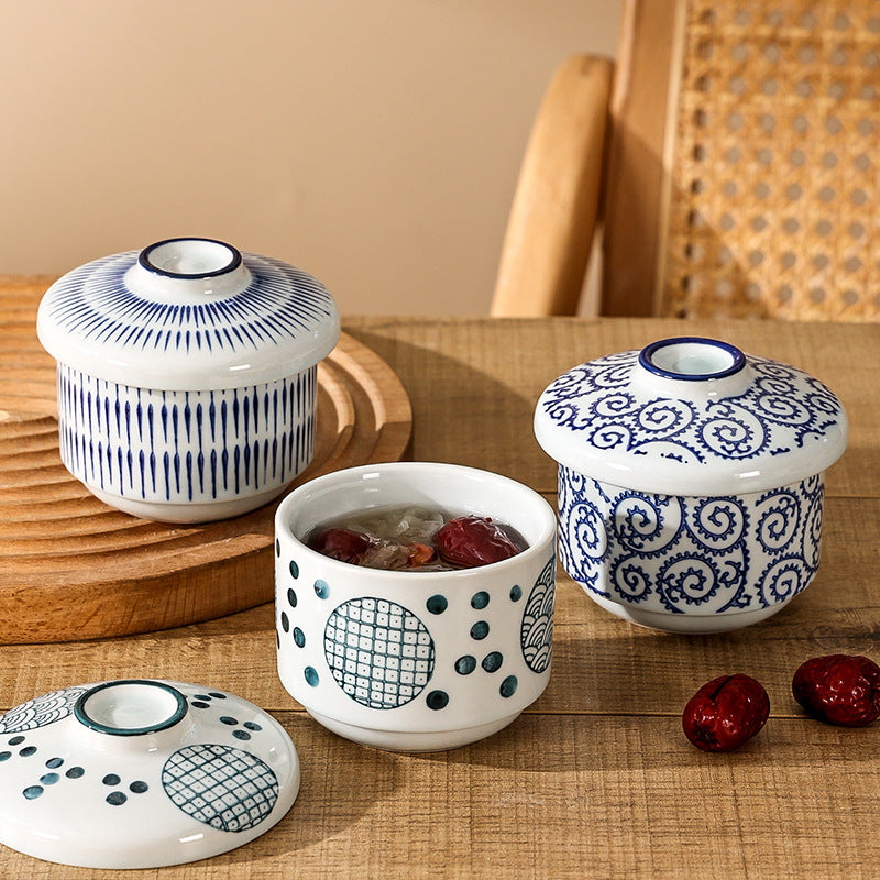 Creative ceramic underglaze dessert stew pot bird's nest tonic steamed egg bowl hotel restaurant high-looking small stew pot with lid