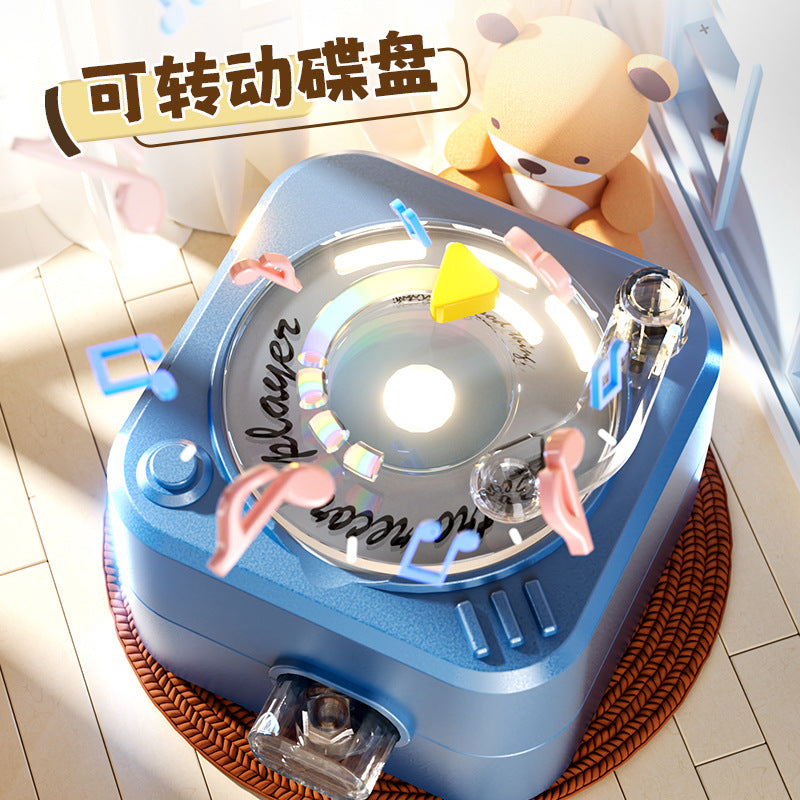 Mini rotating light-up cd player keychain speaker - handheld megaphone for creative and fun keychains