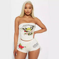 cross-border european and american women's apparel: unique and beautiful printed bandeau top and shorts set - wholesale two-piece layering outfit