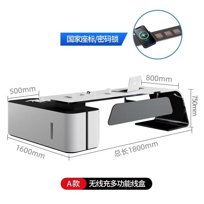 Accessible luxury paint desk casual creative classy president boss desk fashionwhite manager supervisor desk and chair combination