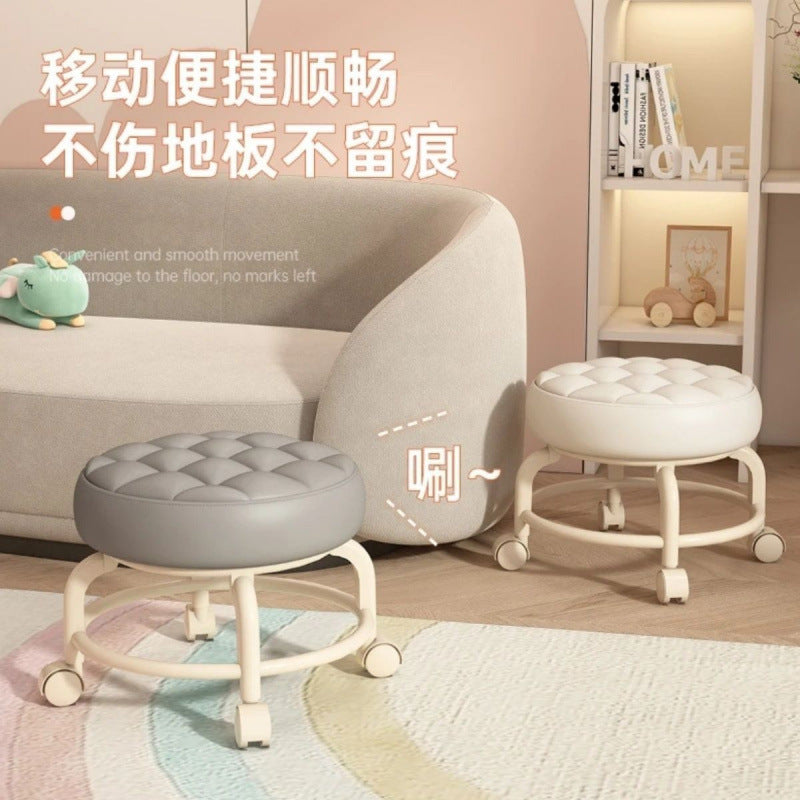 Children's stool universal wheel storage stool household pulley low stool removable Internet celebrity small round stool sofa stool small chair