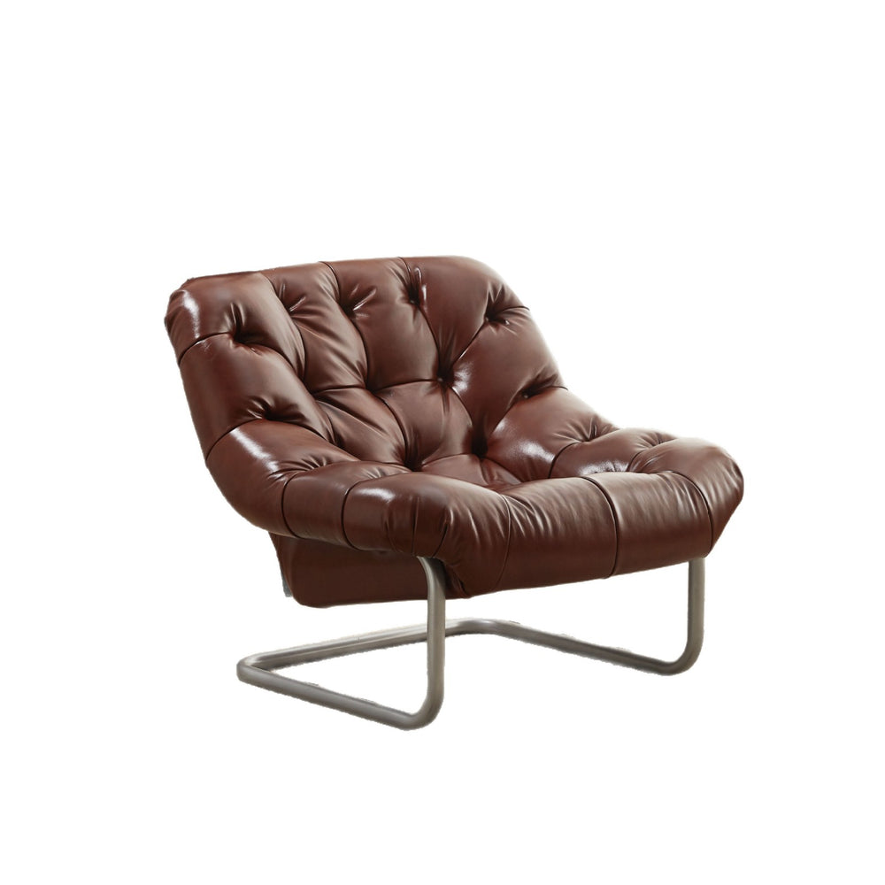 Medieval style single sofa chair living room balcony casual lounge chair retro oil wax leather lazy leather art down american style