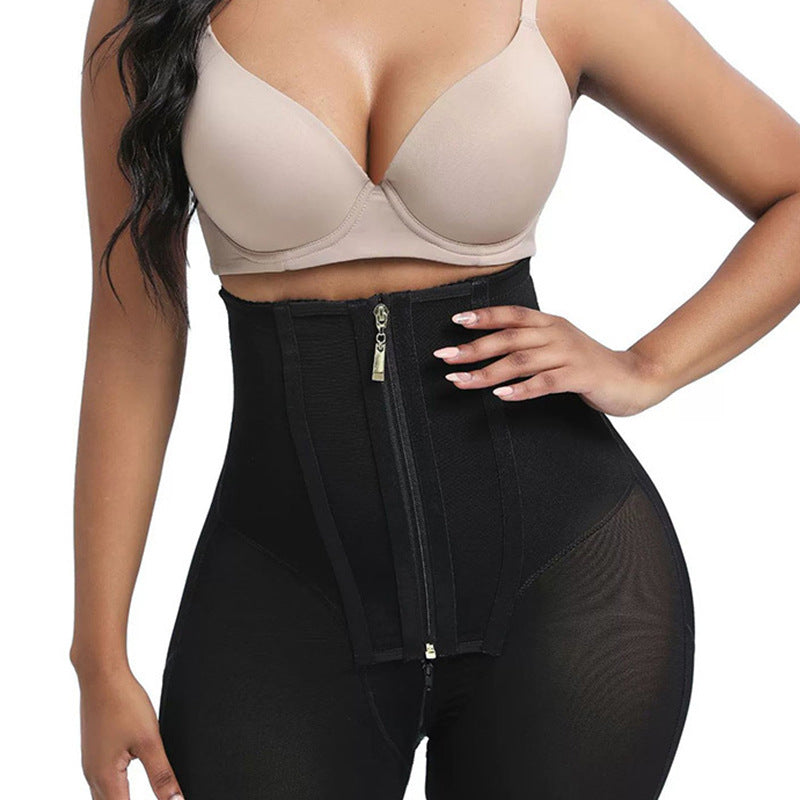 fashionhigh waist body shaping pants double layer pressurized waist slimming belly control pants 3-breasted zipper body shaping pants