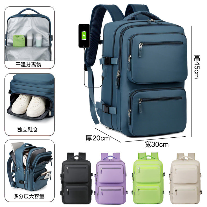 Foreign trade box backpack large capacity independent shoe compartment custom business travel bag USB interface multi-warehouse computer bag