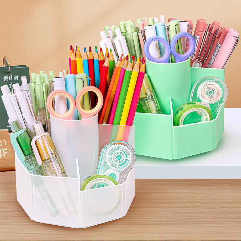 Rotatable pen holder Student desktop stationery box Children's storage box Lipstick makeup brush Stepped classification storage cylinder