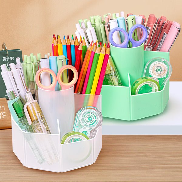 Rotatable pen holder Student desktop stationery box Children's storage box Lipstick makeup brush Stepped classification storage cylinder