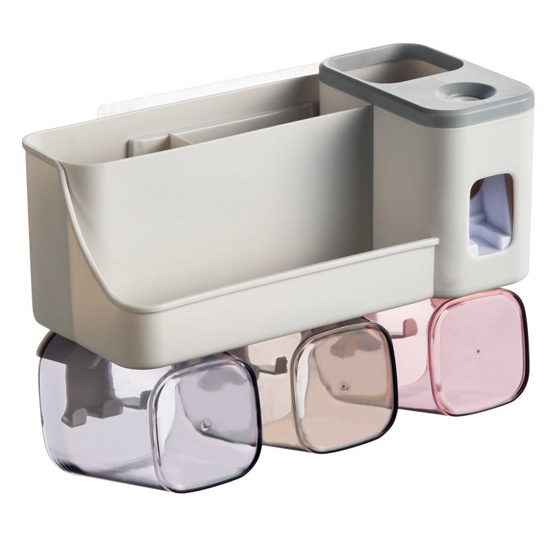 No punching toothbrush shelf tooth cup brush holder wall-mounted bathroom mouthwash cup wall-mounted toothset set