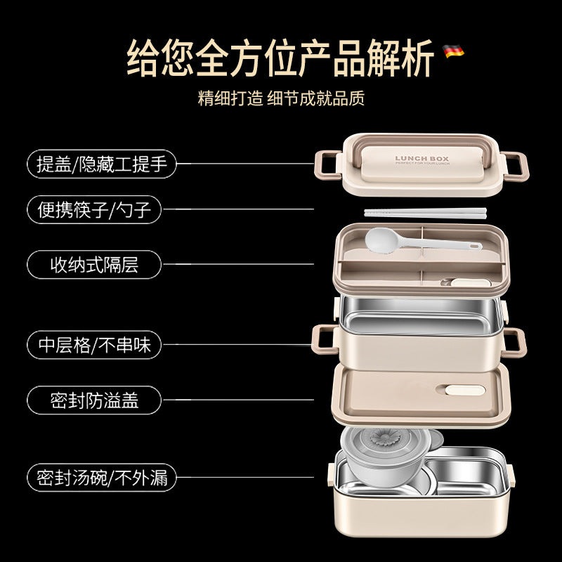 304 water-free thermal insulation lunch box Office workers hot rice artifact portable with rice lunch box Bento box thermal insulation lunch box