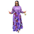 new european and american  cross-border trade african women's elegant printed long-sleeved plus size dress
