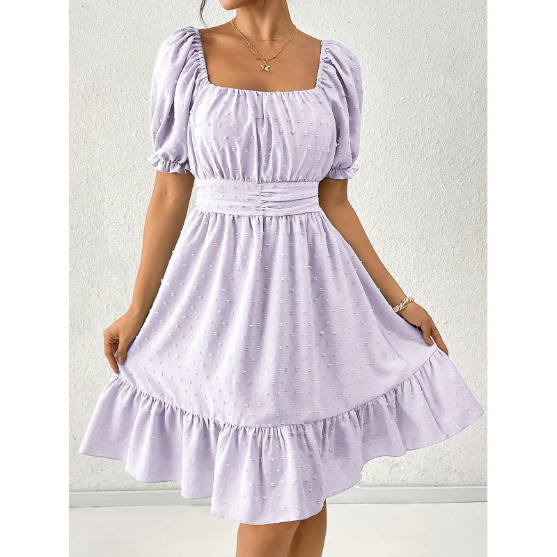 code new arrival  women's elegance casual square neck dress back strap cut out