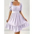 code new arrival  women's elegance casual square neck dress back strap cut out