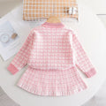 Special offer: girls' sweater set - new autumn/winter collection, chic chanel-inspired style, pink knitted two-piece outfit for kids