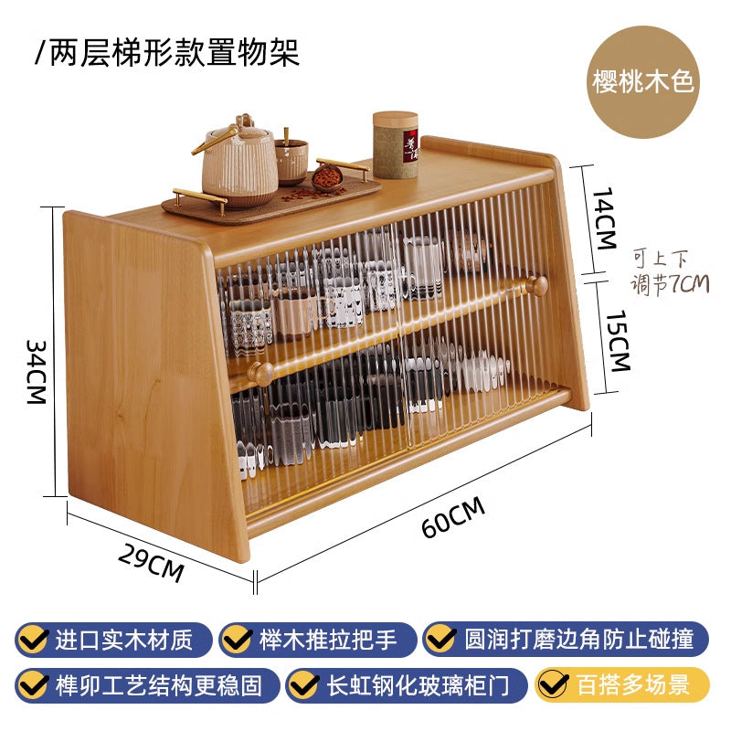 Solid wood bay window cabinet storage locker household balcony renovation window sill antique bookshelf Japanese dust-proof bookcase