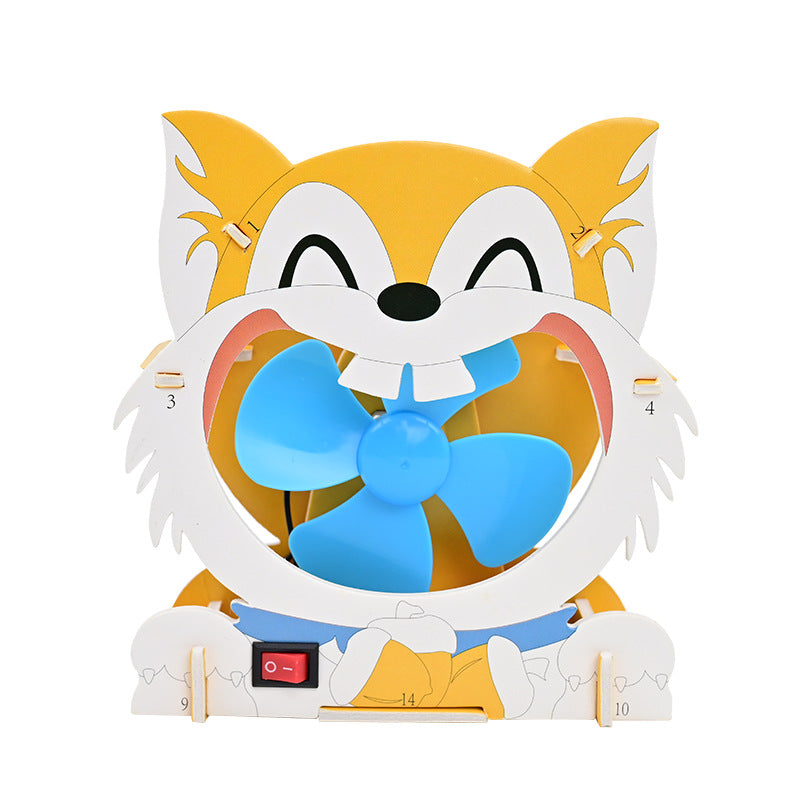 KT board electric fan, cartoon puzzle technology small production, primary school students science and technology festival manual science experiment material package