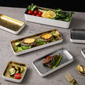 Luxury retro ceramic rectangular plate - stylish and high-value for fruit, desserts, pastries, and sushi presentation