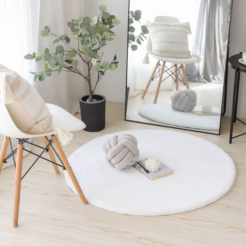 Imitation rabbit fur round carpet cat feeling floor mat hanging basket bedroom white ins bedside living room stuffed round mat