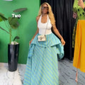 European and american cross-border women's fashion:  summer new arrivals - high-waisted, slimming, striped, asymmetrical a-line maxi skirt
