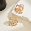 European and american cross-border jewelry hollow metal devil's eye earrings versatile design diamond-studded tassel star stud earrings for women