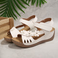 2025 summer new women's wedge heel platform sandals - plus size peep-toe beach sandals with floral embellishments (cross-border)