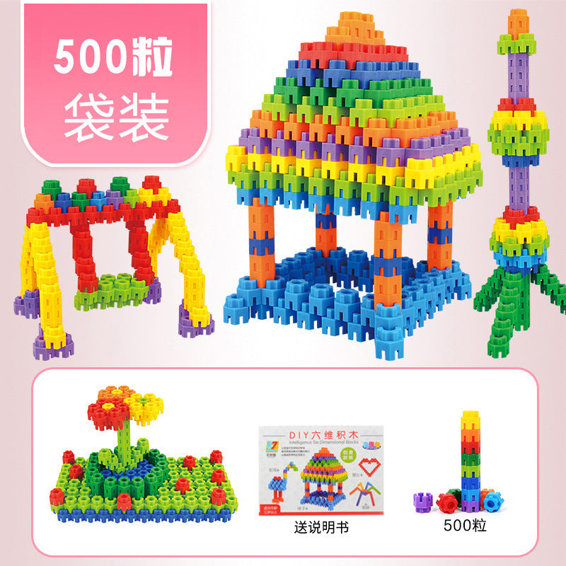 Toy boy building blocks 3-6 educational assemble hexagonal building blocks particles 6 to 12 years old assemble puzzle puzzle building toys