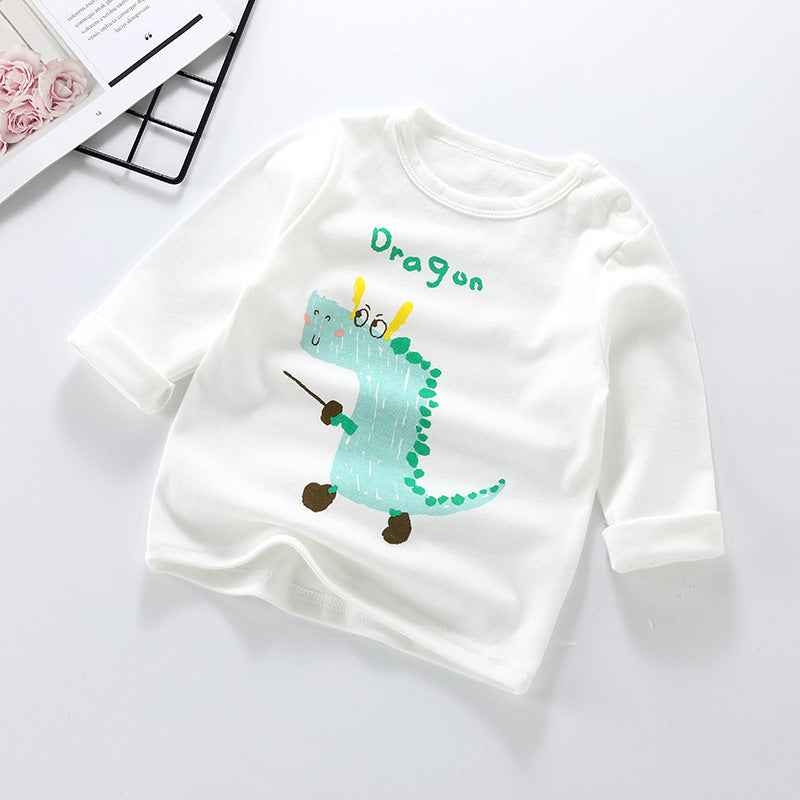 Baby's pure cotton t-shirt, new spring and autumn collection, infant cartoon top, unisex baby single piece, baby long sleeve