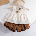 Girls' summer outfit  new style: baby girl short-sleeve, trendy and versatile shorts two-piece set - wholesale supply