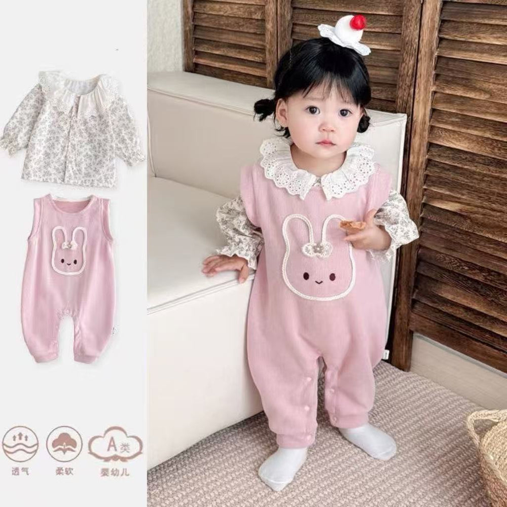 Spring clothes springoveralls clothes baby girl suitspring & fall onesie two-piece set outing clothes baby super cute
