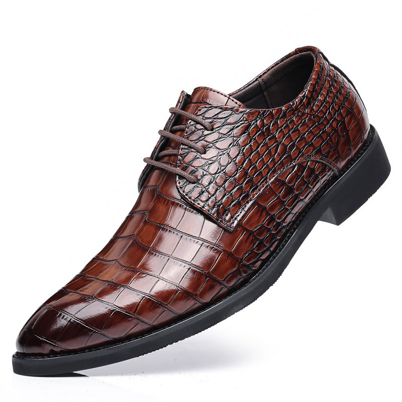 2024 men's leather dress shoes - new business casual style, crocodile embossed, british & korean design, pointed toe, plus sizes available