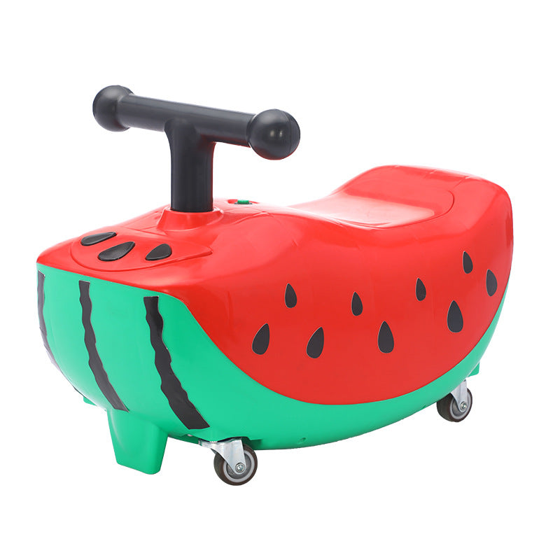 New watermelon children's scooter universal wheel music light peanut car anti-rollover toddler yo twist car