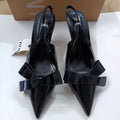 Za2024 summer new bowknot decorated back strap casual versatile pointed toe stiletto high heel sandals for women