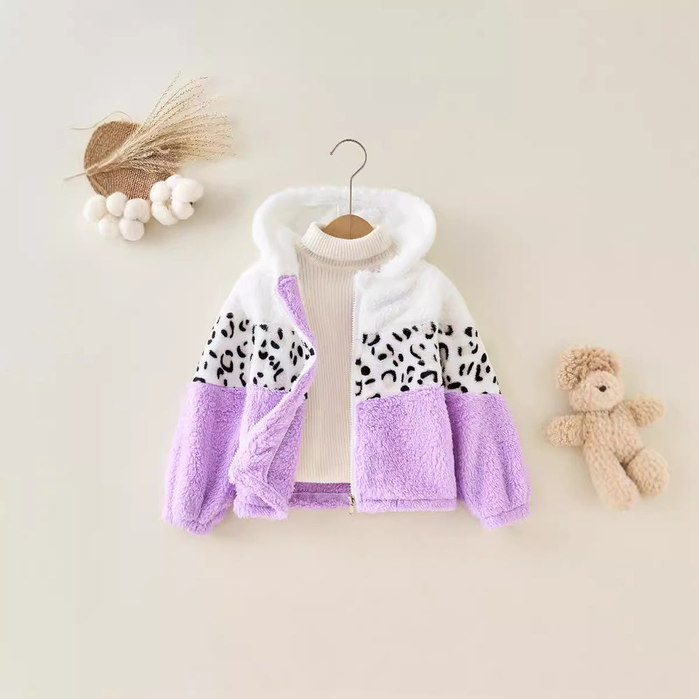 Girls' autumn/winter clothing: cute girls' fleece-lined outerwear, princess fuzzy sweater coat