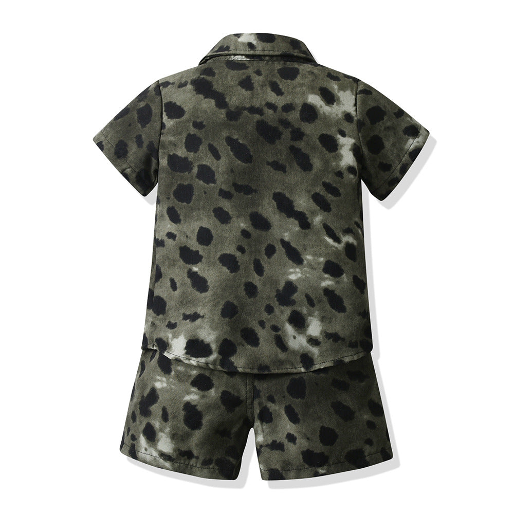 Boys' summer outfit set: new lightweight beach style short-sleeve shirt and floral shirt for boys