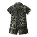 Boys' summer outfit set: new lightweight beach style short-sleeve shirt and floral shirt for boys