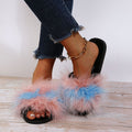 Fashion real fur ostrich fur slippers women's winter flip-flops fur fur women's shoes outwear cotton slippers outwear slippers women