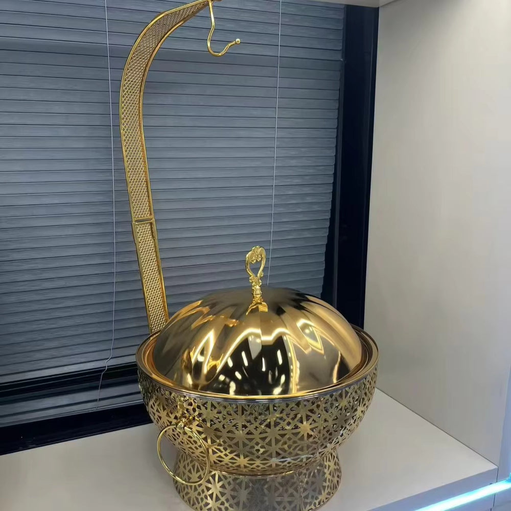 High-end gold stainless steel buffet warmer - hot pot set for weddings, parties, hotels, and restaurants - in stock