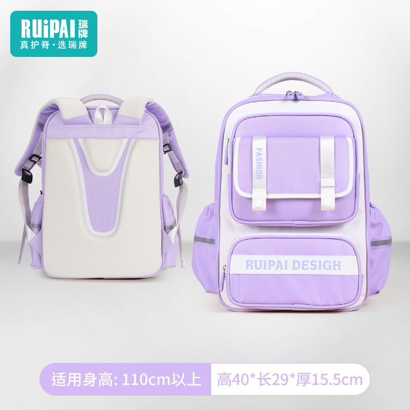 Rui brand children's backpack for grades 3-6 to reduce the burden, multi-compartment manufacturers wholesale cloud schoolbag boys' primary school spine bag
