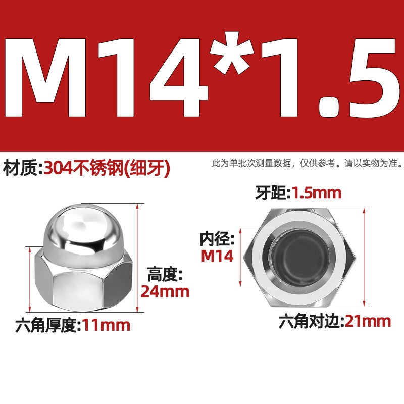 304/201/316 stainless steel round ball head nut cover type decorative screw cap female cap 3M4M5M6M8