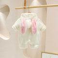 Autumn winter baby super cute k-stylefleece-lined hooded outing clothes newborn style flannel home crawling clothes
